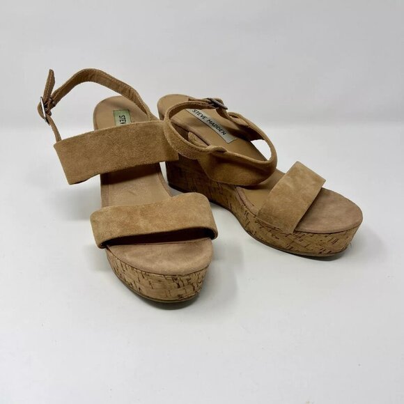 Steve Madden Hoda Woman's Brown Platform Wedge Slingback Sandal Size 8.5 M - Picture 4 of 9